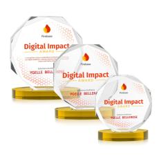 Acadian Full Color Gold on Alberton Base Polygon Crystal Award - Diamond Awards
