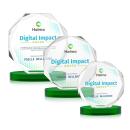 Acadian Full Color Green on Alberton Base Polygon Crystal Award