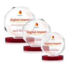 Acadian Full Color Red on Alberton Base Polygon Crystal Award - Diamond Awards