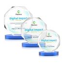 Acadian Full Color Sky Blue on Alberton Base Polygon Crystal Award