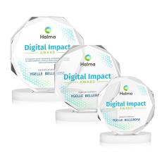 Acadian Full Color White on Alberton Base Polygon Crystal Award - Diamond Awards