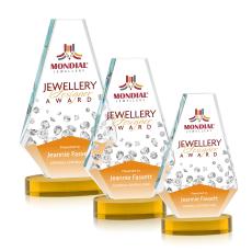 Kingsley Full Color Amber on Alberton Base Polygon Crystal Award - Awards and Trophies