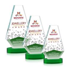 Kingsley Full Color Green on Alberton Base Polygon Crystal Award - Awards and Trophies