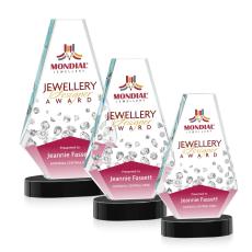 Kingsley Full Color Black on Alberton Base Polygon Crystal Award - Full Color Imprint