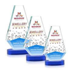 Kingsley Full Color Blue on Alberton Base Polygon Crystal Award - Full Color Imprint