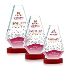 Kingsley Full Color Red on Alberton Base Polygon Crystal Award - Full Color Imprint