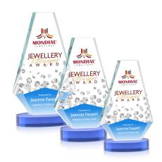 Kingsley Full Color Sky Blue on Alberton Base Polygon Crystal Award - Full Color Imprint