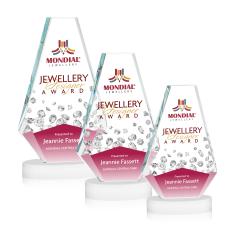 Kingsley Full Color White on Alberton Base Polygon Crystal Award - Awards and Trophies