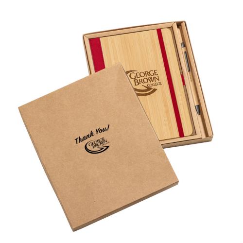 Promotional Products - Journals & Notebooks - Gift Sets - Forleo Bamboo Notebook/Lucky Pen Gift Set