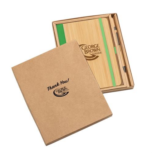 Promotional Products - Journals & Notebooks - Gift Sets - Forleo Bamboo Notebook/Lucky Pen Gift Set