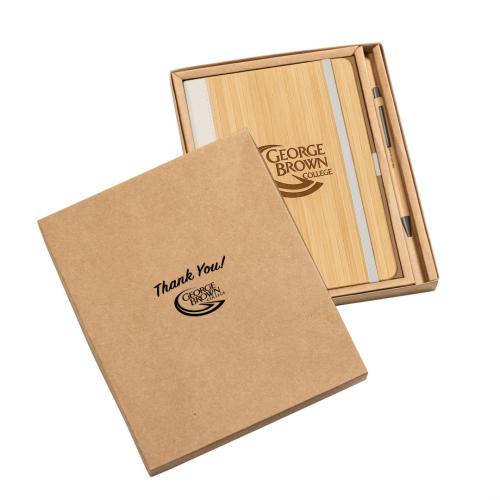 Promotional Products - Journals & Notebooks - Gift Sets - Forleo Bamboo Notebook/Lucky Pen Gift Set