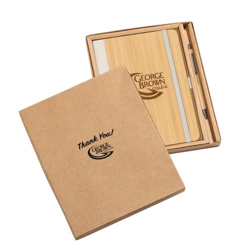 Promotional Products - Journals & Notebooks - Gift Sets - Forleo Bamboo Notebook/Lucky Pen Gift Set