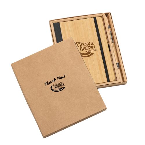 Promotional Products - Journals & Notebooks - Gift Sets - Forleo Bamboo Notebook/Lucky Pen Gift Set