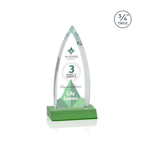 Awards and Trophies - Crystal Awards - Shildon Full Color Green Peaks Crystal Award