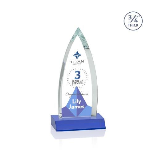Awards and Trophies - Crystal Awards - Shildon Full Color Blue Peaks Crystal Award