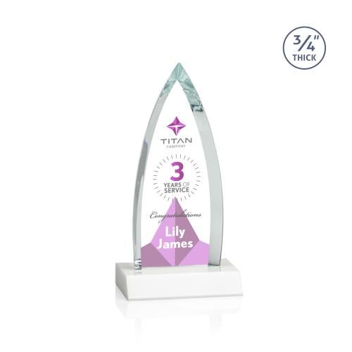 Awards and Trophies - Crystal Awards - Shildon Full Color White Peaks Crystal Award