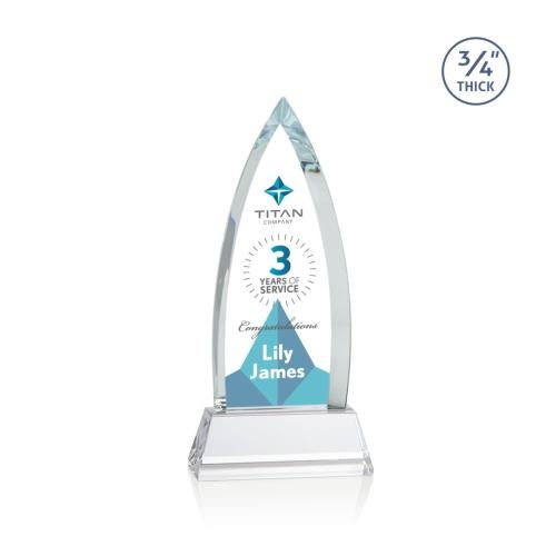 Awards and Trophies - Crystal Awards - Shildon Full Color  Starfire on Newhaven Peaks Crystal Award