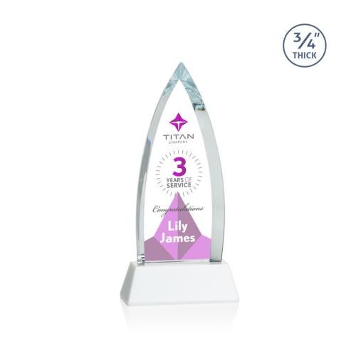 Awards and Trophies - Crystal Awards - Shildon Full Color White on Newhaven Peaks Crystal Award