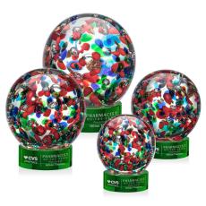 Fantasia Green on Stanrich Base Globe Glass Award - Crystal Awards