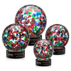 Fantasia Black on Stanrich Base Globe Glass Award - Crystal Awards