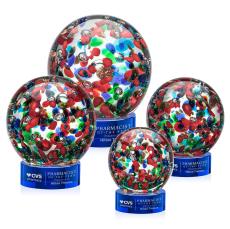 Fantasia Blue on Stanrich Base Globe Glass Award - Awards and Trophies
