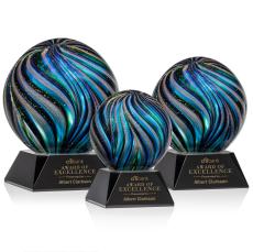 Malton Black on Sheffield Base Globe Glass Award - Art Glass Awards