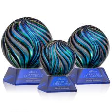 Malton Blue on Sheffield Base Globe Glass Award - Awards and Trophies