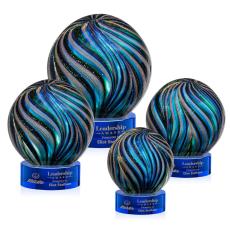 Malton Blue on Stanrich Base Globe Glass Award - Art Glass Awards