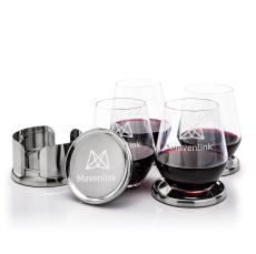 Baldoni Coasters & Reina Stemless Wine Set - Barware