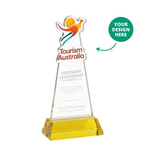 Awards and Trophies - Crystal Awards - EdgeCraft Gold (via Air) on Hartford Base Unique Crystal Award