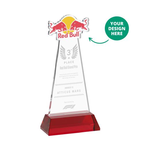 Awards and Trophies - Crystal Awards - EdgeCraft Red (via Air) on Hartford Base Unique Crystal Award