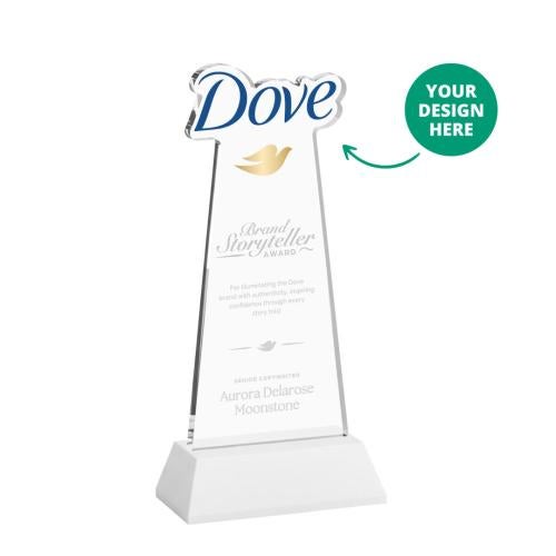 Awards and Trophies - Crystal Awards - EdgeCraft White (via Air) on Hartford Base Unique Crystal Award