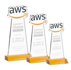 EdgeCraft Amber (via Air) on Mitered Base Unique Crystal Award - Awards and Trophies