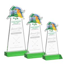 EdgeCraft Green (via Air) on Mitered Base Unique Crystal Award - Awards and Trophies