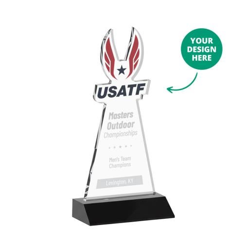 Awards and Trophies - Crystal Awards - EdgeCraft Black (via Air) on Mitered Base Unique Crystal Award