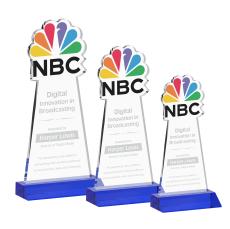 EdgeCraft Blue (via Air) on Mitered Base Unique Crystal Award - Awards and Trophies