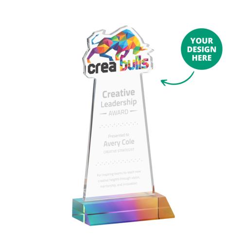Awards and Trophies - Crystal Awards - EdgeCraft Prismatic (via Air) on Mitered Base Unique Crystal Award
