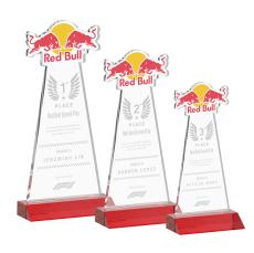 EdgeCraft Red (via Air) on Mitered Base Unique Crystal Award - Awards and Trophies