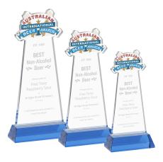 EdgeCraft Sky Blue (via Ocean) on Hartford Base Unique Crystal Award - Awards and Trophies