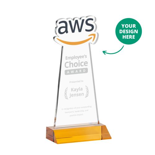 EdgeCraft Amber (via Ocean) on Mitered Base Unique Crystal Award