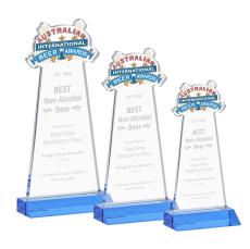 EdgeCraft Sky Blue (via Ocean) on Mitered Base Unique Crystal Award - Awards and Trophies