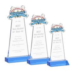 EdgeCraft Sky Blue (via Ocean) on Mitered Base Unique Crystal Award - Awards and Trophies