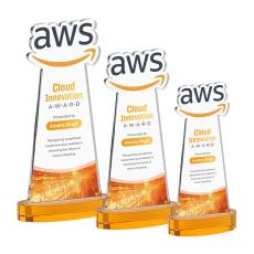 EdgeCraft Full Color Unique on Alberton Base-Amber (via Air) Crystal Award - Awards and Trophies