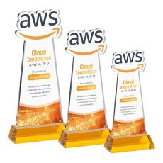 EdgeCraft Full Color Unique on Hartford Base-Amber (via Air) Crystal Award - Awards and Trophies