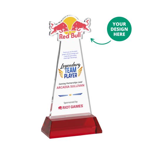 Awards and Trophies - Crystal Awards - EdgeCraft Full Color on Hartford Base - Red (via Air)