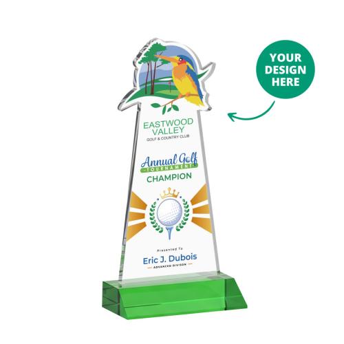 Awards and Trophies - Crystal Awards - EdgeCraft Full Color on Mitered Base-Green (via Air)