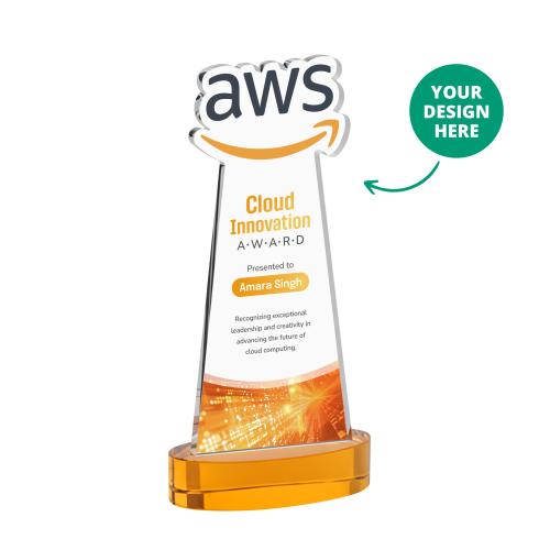 Awards and Trophies - Crystal Awards - EdgeCraft Full Color on Alberton Base-Amber (via Ocean)