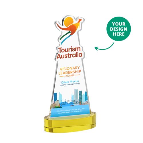 Awards and Trophies - Crystal Awards - EdgeCraft Full Color on Alberton Base-Gold (via Ocean)