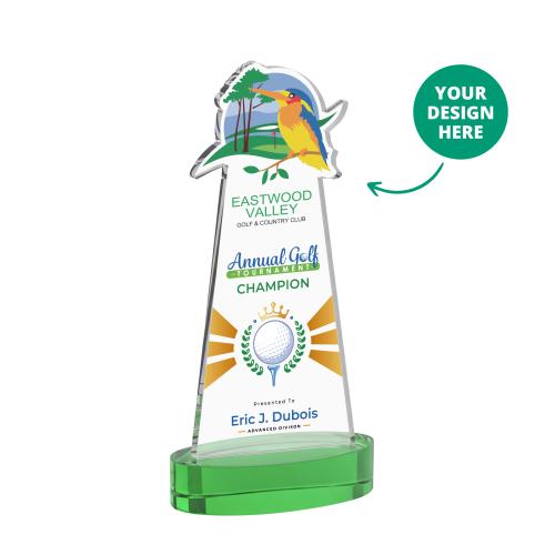 Awards and Trophies - Crystal Awards - EdgeCraft Full Color on Alberton Base-Green (via Ocean)