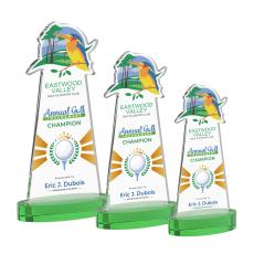 EdgeCraft Full Color Green (via Ocean) on Alberton Base Unique Crystal Award - Awards and Trophies